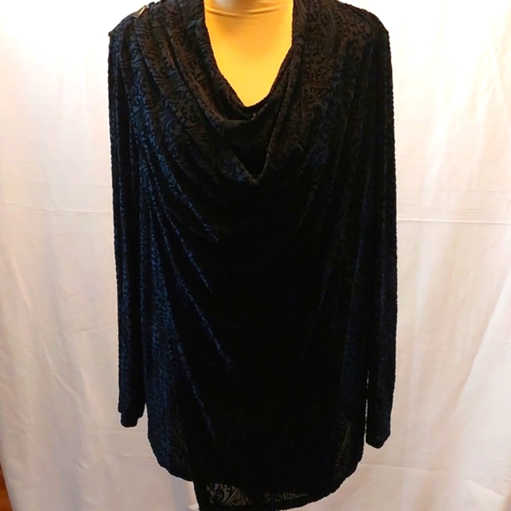 Alfani Black Evening Blouse with Unique Embellishment Size L